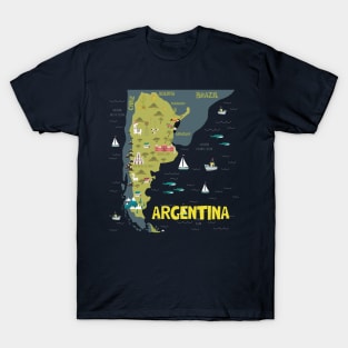 Argentina Illustrated Map T-Shirt